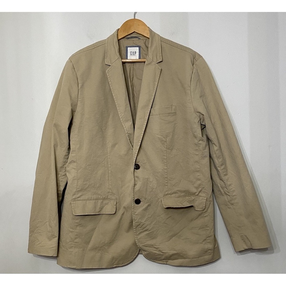 Gap Twill Blazer Sport Coat Iconic Khaki Beige Natural Career Preppy Men's Large